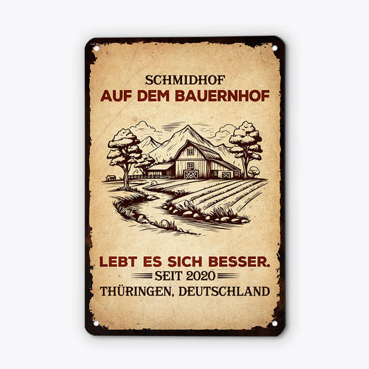 2968EGE2 auf dem bauernhof lebt es sich besser personalisiertes turschild fur die familie