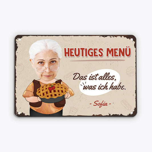 2972EGE1 heutiges menu personalisiertes turschild mit gesicht fur omas