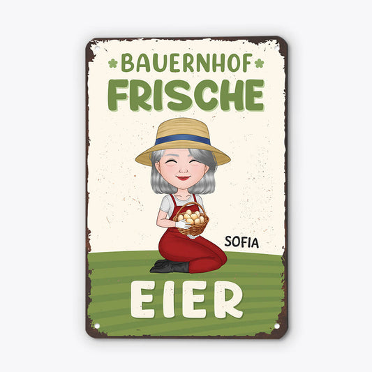 2974EGE1 bauernhof frische eier personalisiertes turschild fur omas