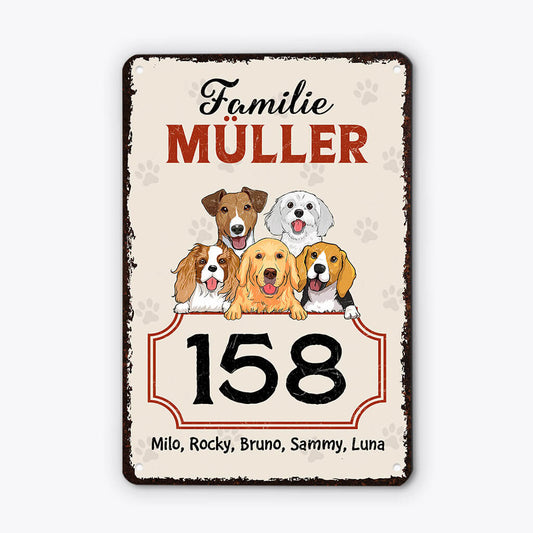3002EGE1 familie hausnummer personalisiertes turschild fur hundeliebhaber