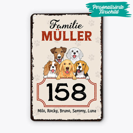 3002EGE2 familie hausnummer personalisiertes turschild fur hundeliebhaber
