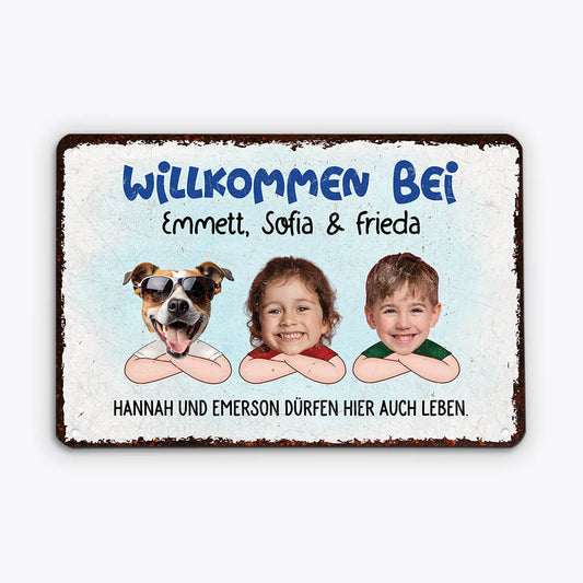 3003EGE1 willkommen bei personalisiertes turschild fur die familie mit gesicht