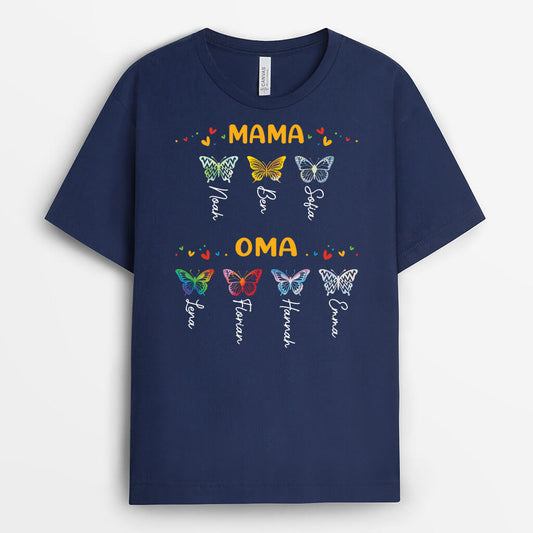 3156AGE1 mama oma schmetterlinge personalisiertes t shirt fur damen