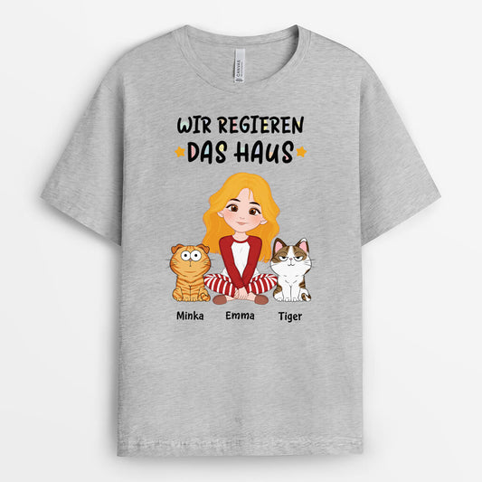 3206AGE1 wir regieren das haus personalisiertes t shirt fur katzenliebhaber