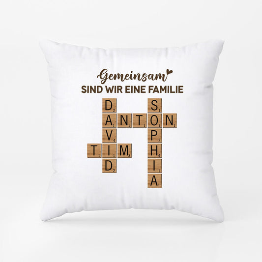 3221PGE1 gemeinsam sind wir eine familie kreuzwortratsel personalisiertes kissen fur die familie