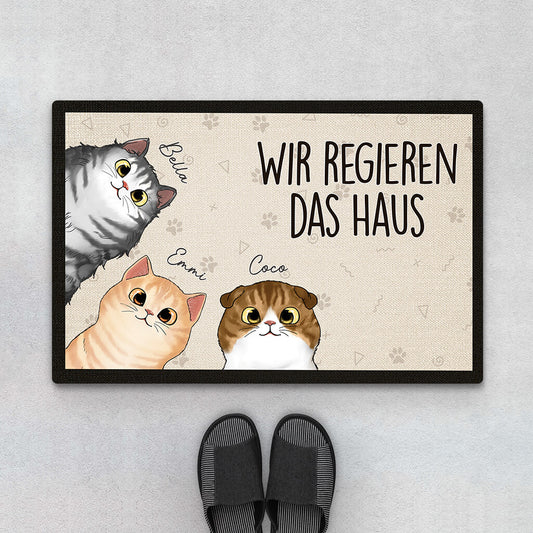 3245DGE1 wir regieren das haus personalisierte fussmatte fur katzenliebhaber