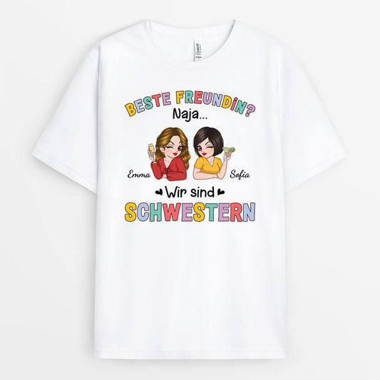 3248AGE1 wir sind schwestern personalisiertes t shirt fur beste freundinnen