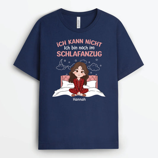3282AGE1 ich kann nicht ich bin noch im schlafanzug personalisiertes t shirt fur damen