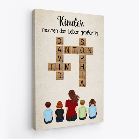 3289CGE2 enkelkinder machen das leben grossartiger kreuzwortratsel personalisierte leinwand oma