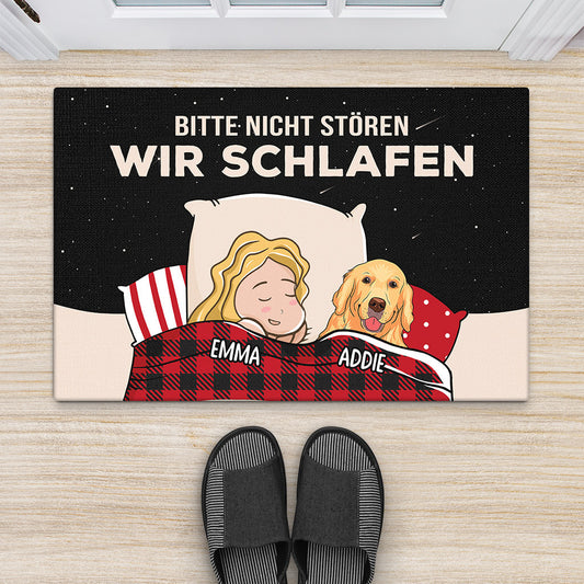 3311DGE2 bitte nicht storen ich schlafe lustige fussmatte fur hundeliebhaber personalisieren