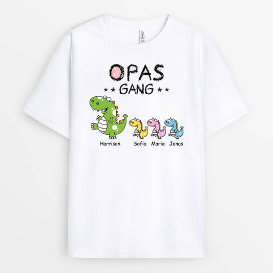 3312AGE1 opas papas bande dinosaurier buntstift personalisiertes t shirt fur manner
