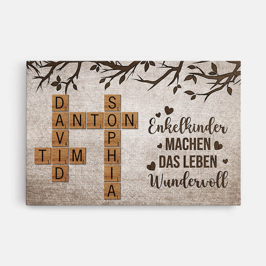 3323CGE1 enkelkinder machen das leben grossartig personalisierte leinwand fur grosseltern kreuzwortratsel design