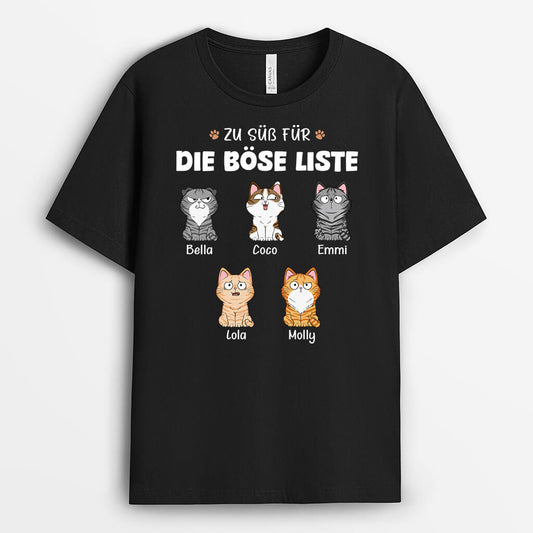 3324AGE2 zu suss fur die bose liste personalisiertes t shirt fur katzenbesitzer