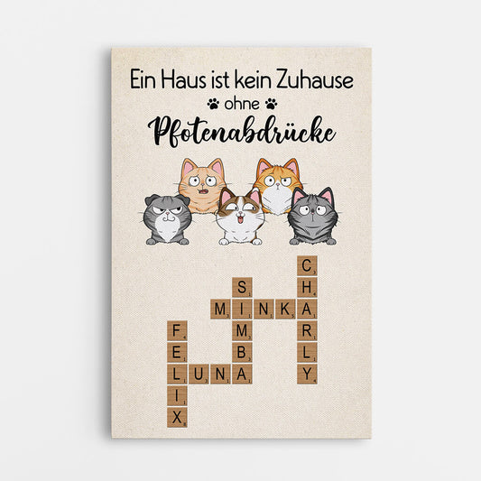3334CGE1 ein haus ist kein zuhause ohne pfotenabdrucke personalisierte leinwand fur katzenbesitzer