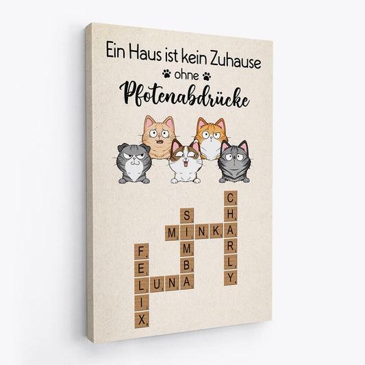 3334CGE2 ein haus ist kein zuhause ohne pfotenabdrucke personalisierte leinwand fur katzenbesitzer