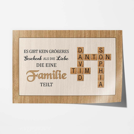 3335SGE1 es gibt kein grosseres geschenk als die liebe die eine familie teilt kreuzwortratsel personalisiertes poster fur die familie