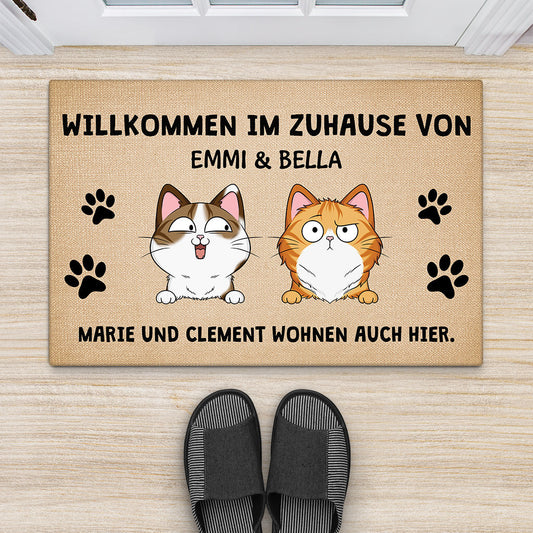 3336DGE2 herzlich willkommen bei personalisierte fussmatte fur katzenbesitzer