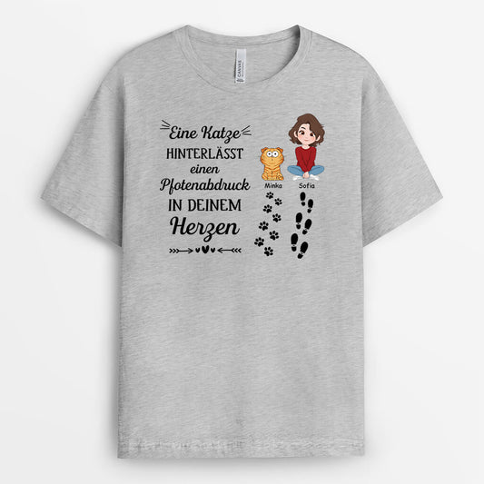 3351AGE2 eine katze hinterlasst einen pfotenabdruck in deinem herzen personalisiertes t shirt fur katzenbesitzer