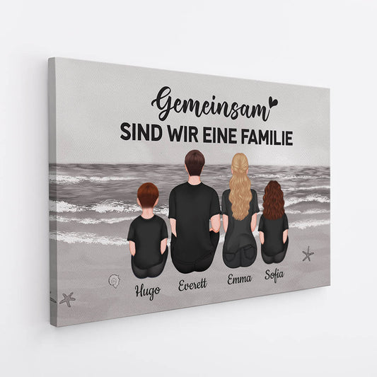 3364CGE2 gemeinsam sind wir eine familie illustration personalisierte leinwand fur die familie