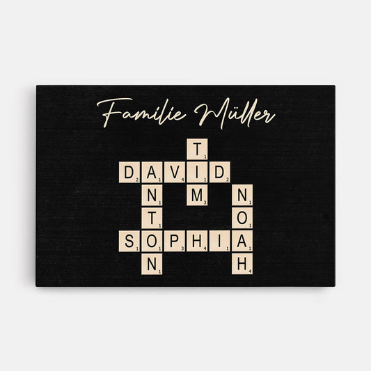 3370CGE1 die familie kreuzwortratsel schwarzer hintergrund personalisierte leinwand fur die familie
