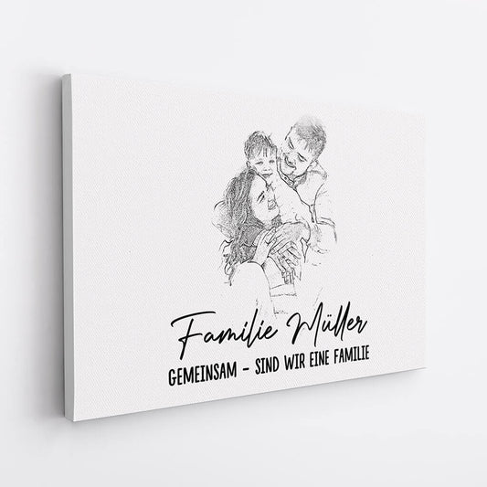 3371CGE2 gemeinsam sind wir eine familie personalisierte leinwand mit aquarell elementen fur die famile