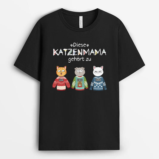 3374AGE1 diese katzenmama gehort zu die katzen tragt einen pullover personalisiertes t shirt fur katzenliebhaber