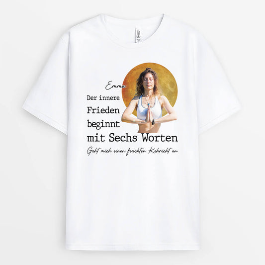 3375AGE1 der innere frieden beginnt mit sechs worten frauen lustieges t shirt fur yoga fans personalisiert