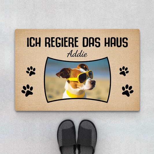 3397DGE1 wir regieren das haus personalisierte fussmatte mit foto fur hundeliebhaber