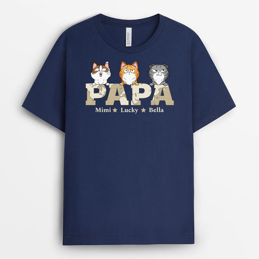 3410AGE1 papa und katzen personalisiertes t shirt fur katzenhalter im retro stil
