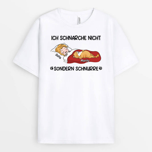 3414AGE1 ich schnarche nicht sondern schnurre lustiges t shirt fur katzenbesitzer personalisiert