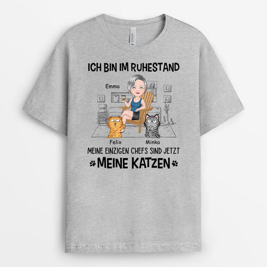 3417AGE1 ich bin im ruhestand meine einzigen chefs sind jetzt meine katzen personalisiertes t shirt fur katzenliebhaber