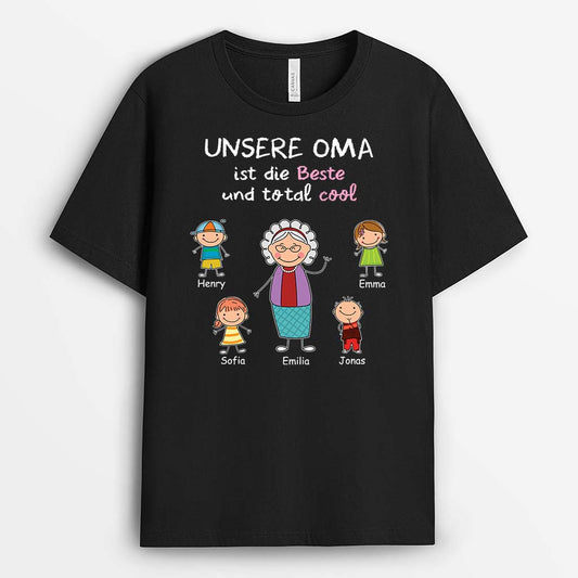 3423AGE1 unsere oma mama ist die beste und total cool personalisiertes t shirt fur damen