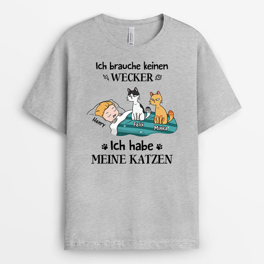3449AGE2 ich brauche keinen wecker lustiges t shirt fur katzenliebhaber