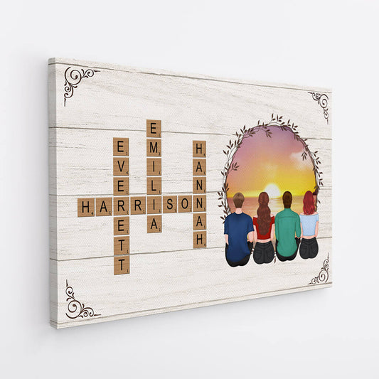 3456CGE2 die familie kreuzwortratsel personalisierte leinwand fur die familie