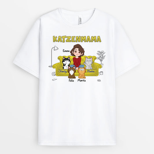 3474AGE1 katzenmama katzenpapa katzen t shirt personalisiert cartoon 3474A3H8D