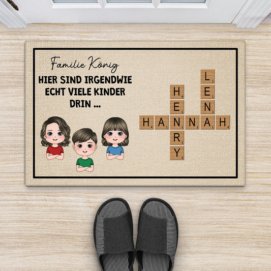3477DGE2 hier sind irgendwie echt viele kinder drin kreuzwortratsel personalisierte fussmatte fur die kinder