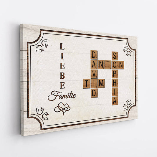 3486CGE2 liebe familie kreuzwortratsel personalisierte leinwand fur die familie