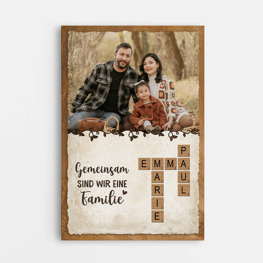 3489CGE1 gemeinsam sind wir eine familie kreuzwortratsel personalisierte leinwand mit foto fur die familie