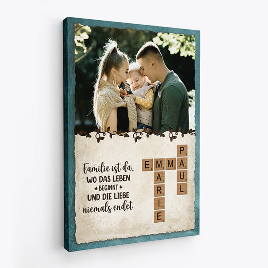 3489CGE2 gemeinsam sind wir eine familie kreuzwortratsel personalisierte leinwand mit foto fur die familie