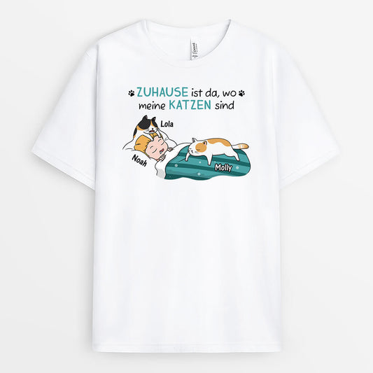 3493AGE1 zuhause ist da wo meine katzen sind personalisiertes t shirt fur katzenliebhaber