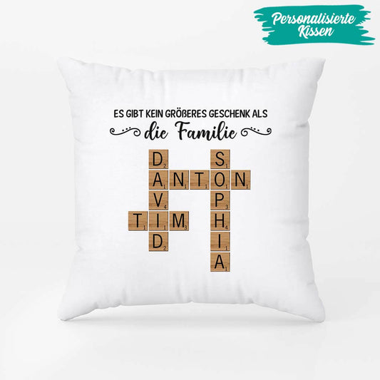 3498PGE2 es gibt kein grosseres geschenk als die familie kreuzwortratsel personalisiertes kissen fur die familie
