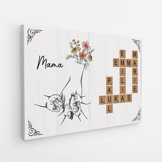 3504CGE2 finger ineinander verschlungen kreuzwortratsel personalisierte leinwand fur omas im retro stil