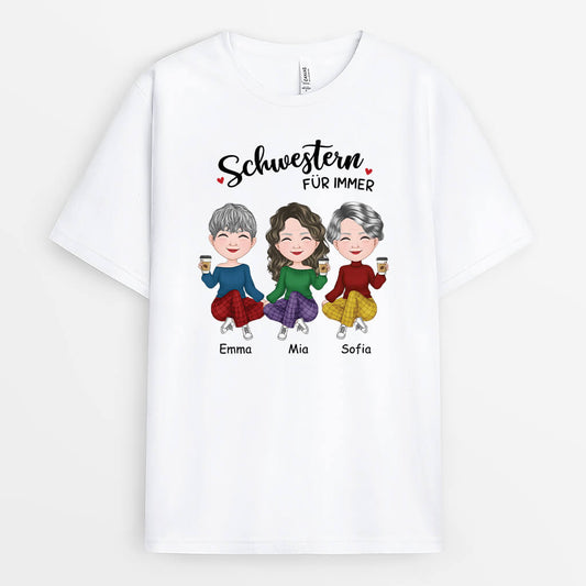 3519AGE1 schwestern beste freundinnen fur immer personalisiertes t shirt fur schwestern beste freundinnen