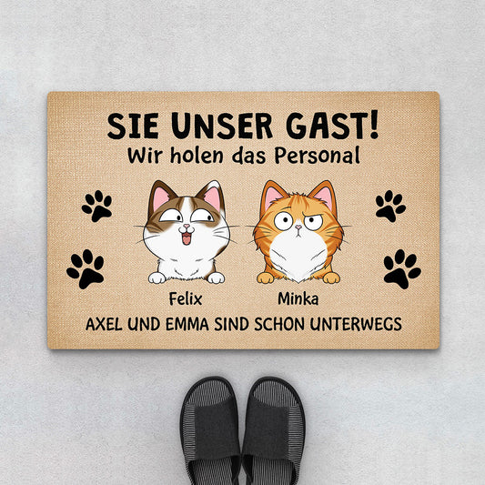 3530DGE1 seien sie unser gast personalisierte fussmatte fur katzenhalter