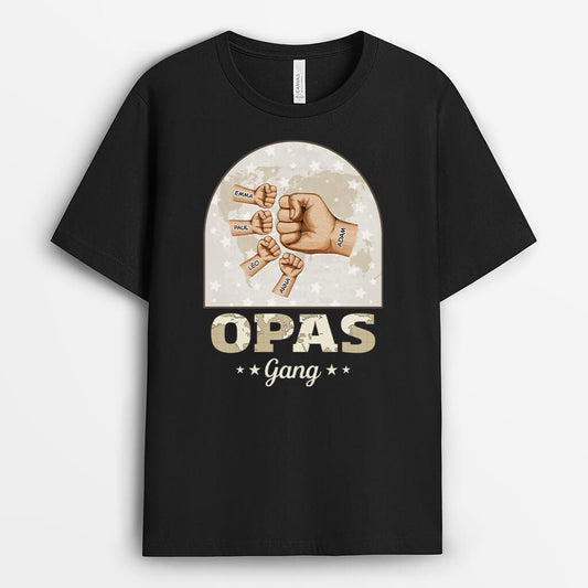 3546AGE1 opas papas bande karte hand geballt personalisierte T Shirt fur manner