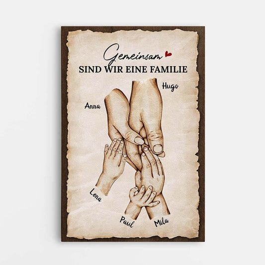 3563CGE1 gemeinsam sind wir eine familie die hande der familie umfassen sich personalisierte leinwand fur die familie
