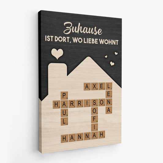 3572CGE2 zuhause ist dort wo liebe wohnt kreuzwortratsel personalisierte leinwand fur die familie