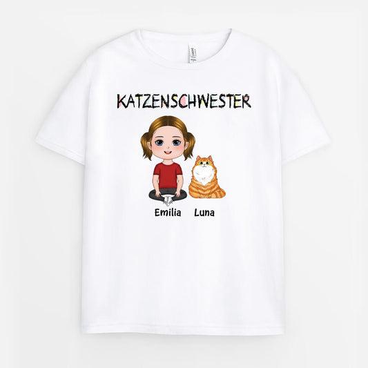 3580AGE1 katzenschwester personalisiertes t shirt fur madchen katzenliebhaberin