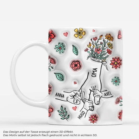3606MGE1 oma und enkelkinder hand in hand blumen personalisierte tasse mit 3d inflated effekt fur omas_f3eec606 d5ec 4b44 84f5 b33b94d46065