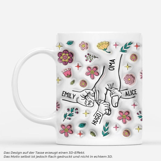3648MGE1 oma und enkelkinder hand in hand pflanze personalisierte tasse mit 3d inflated effekt fur omas